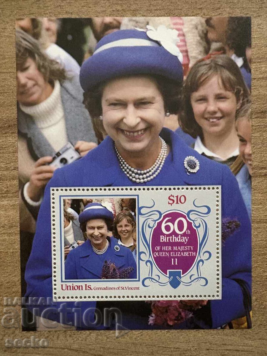 Insula Union - 60 de ani de la nașterea Reginei... (1986) MNH