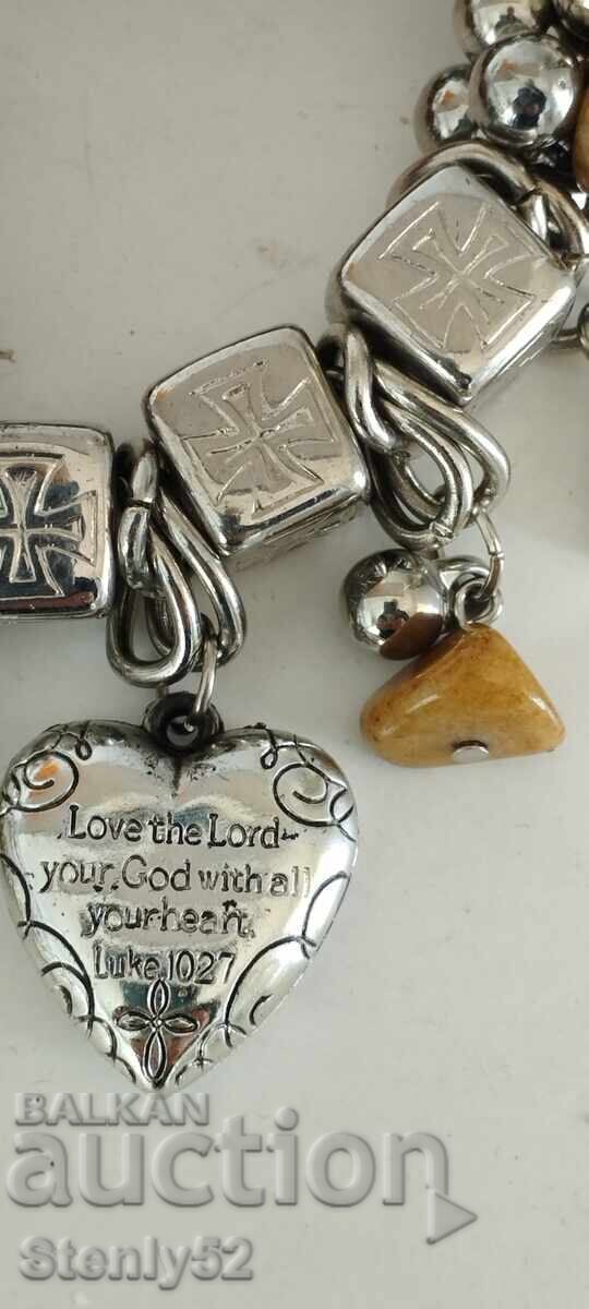 Εκκλησιαστικό βραχιόλι με πέτρες, μέταλλο, κεχριμπάρι για πιστούς χριστιανούς με τιμή 60.00 BGN | € 30.68