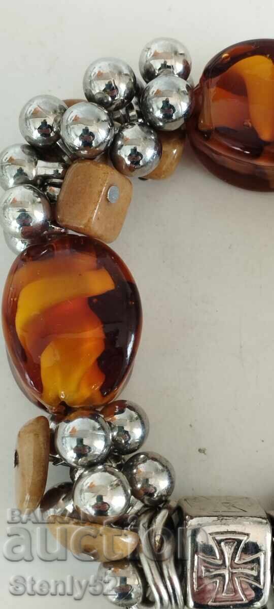 Δημοπρασία Εκκλησιαστικό βραχιόλι με πέτρες, μέταλλο, κεχριμπάρι για πιστούς χριστιανούς