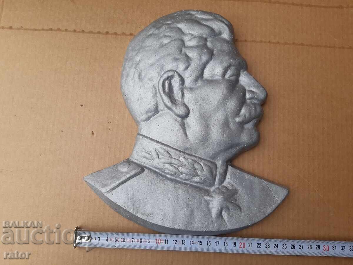 Licitație MARE basorelief metalic masiv cu STALIN