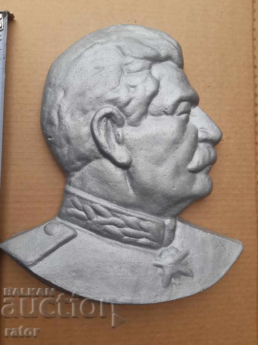 LARGE metal massive bas-relief of STALIN
