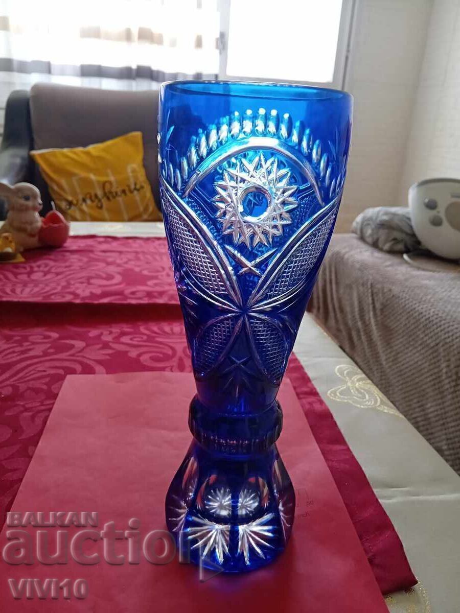 Vază veche, cristal, cobalt, 27cm cu preț 70.00 BGN | € 35.79