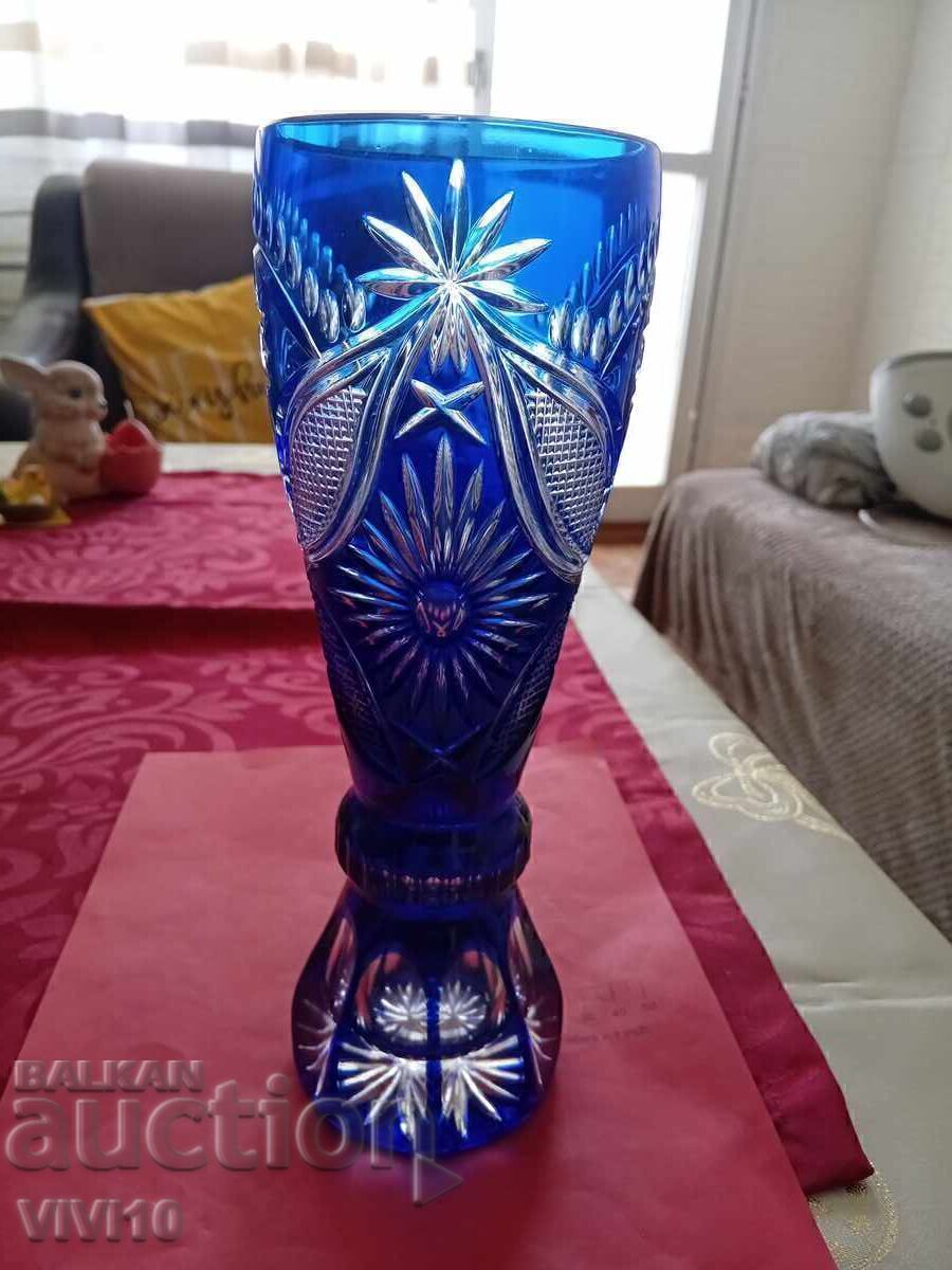 Δημοπρασία Αρχαίο βάζο, κρύσταλλο, κοβάλτιο, 27εκ