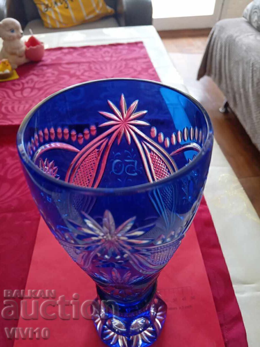 Livrarea Vază veche, cristal, cobalt, 27cm