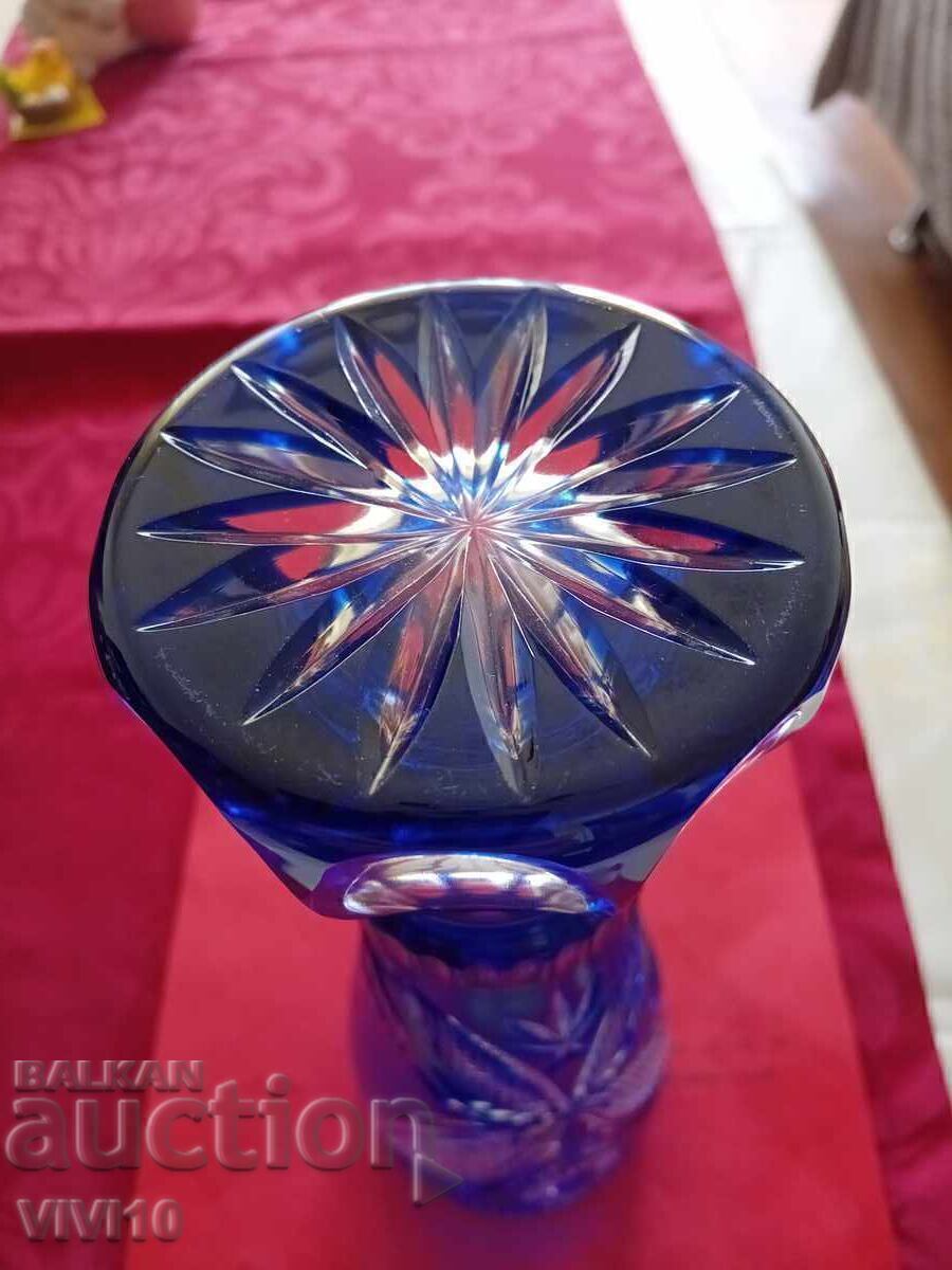 Vază veche, cristal, cobalt, 27cm - 5