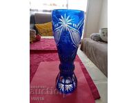 Vază veche, cristal, cobalt, 27cm