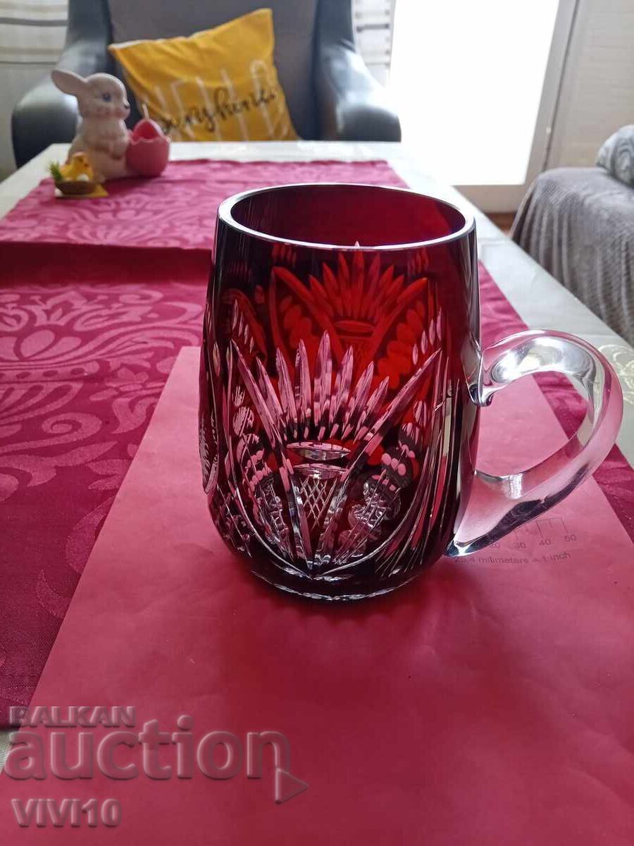 Auction  Antique mug, Bohemia, crystal, 15cm