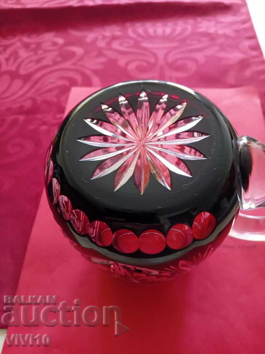 Старинна халба, Бохемия,кристал, 15см - 5