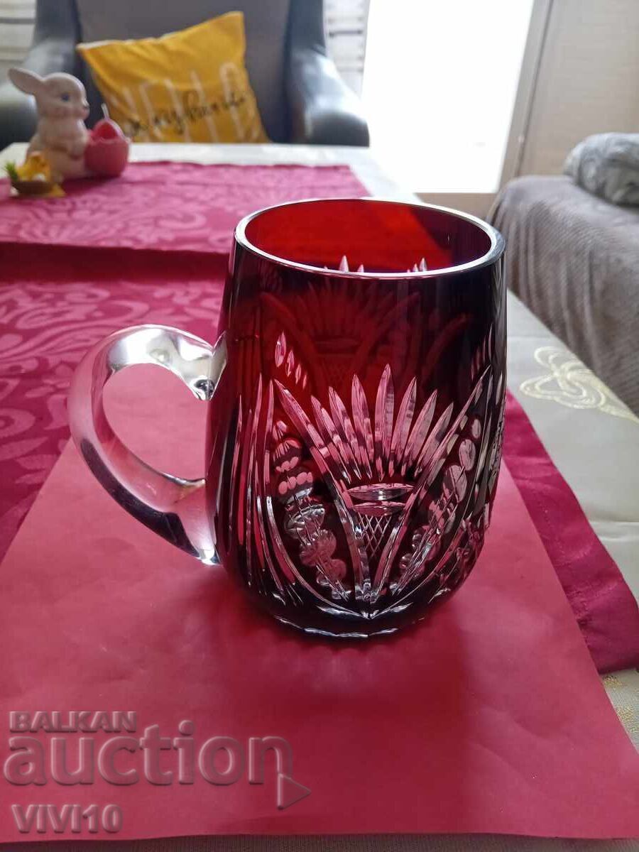 Antique mug, Bohemia, crystal, 15cm