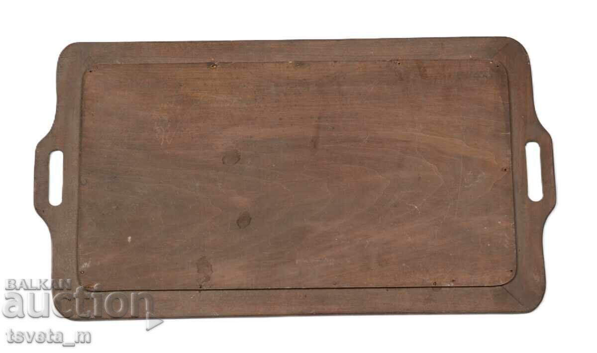 Licitație Tavă veche din lemn pentru servire, pirogravată