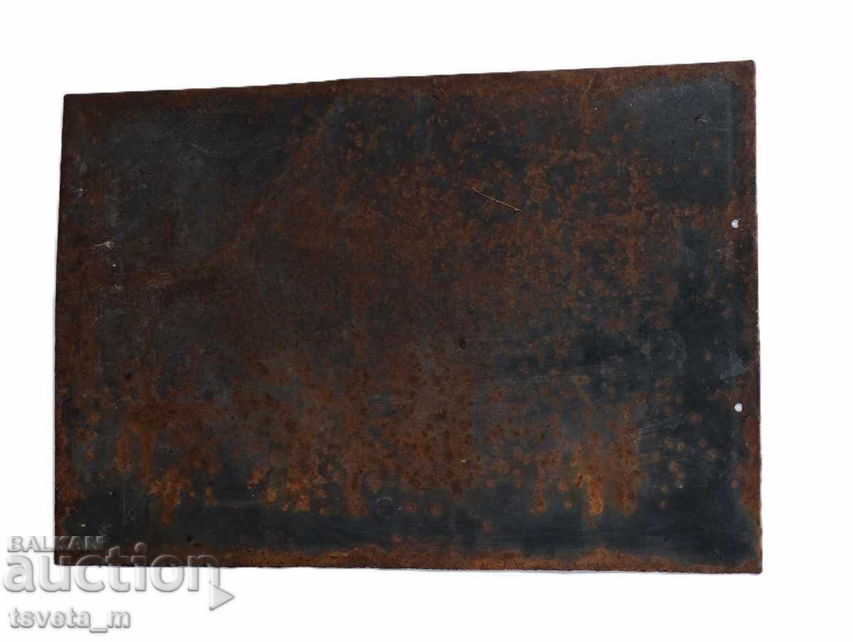 Licitație Placă emailată mare, originală socialistă Licitație Placă emailată mare, originală socialistă