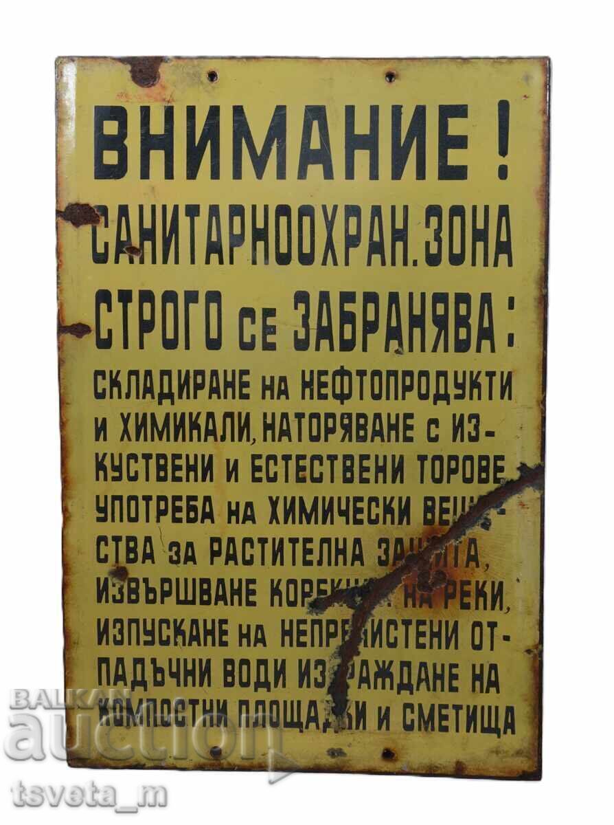 Placă emailată mare, originală socialistă Placă emailată mare, originală socialistă