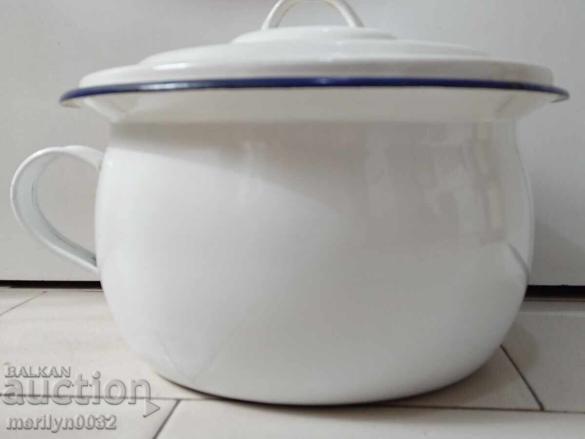 Enameled jug, jug, pot, enameled pot, lid, USSR enamel with price 49.00 BGN | € 25.05