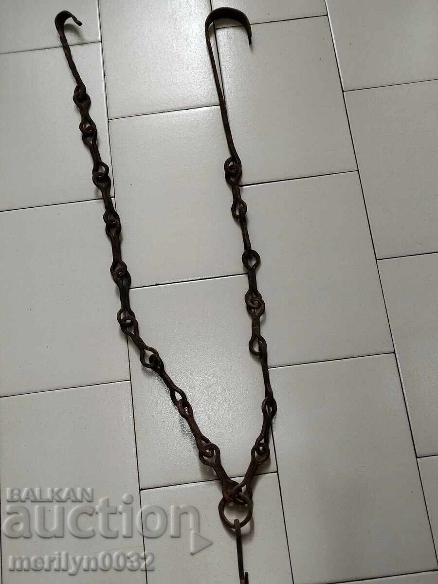 Old wrought iron chain with hook, hearth chain hook chain with price 45.00 BGN | € 23.01