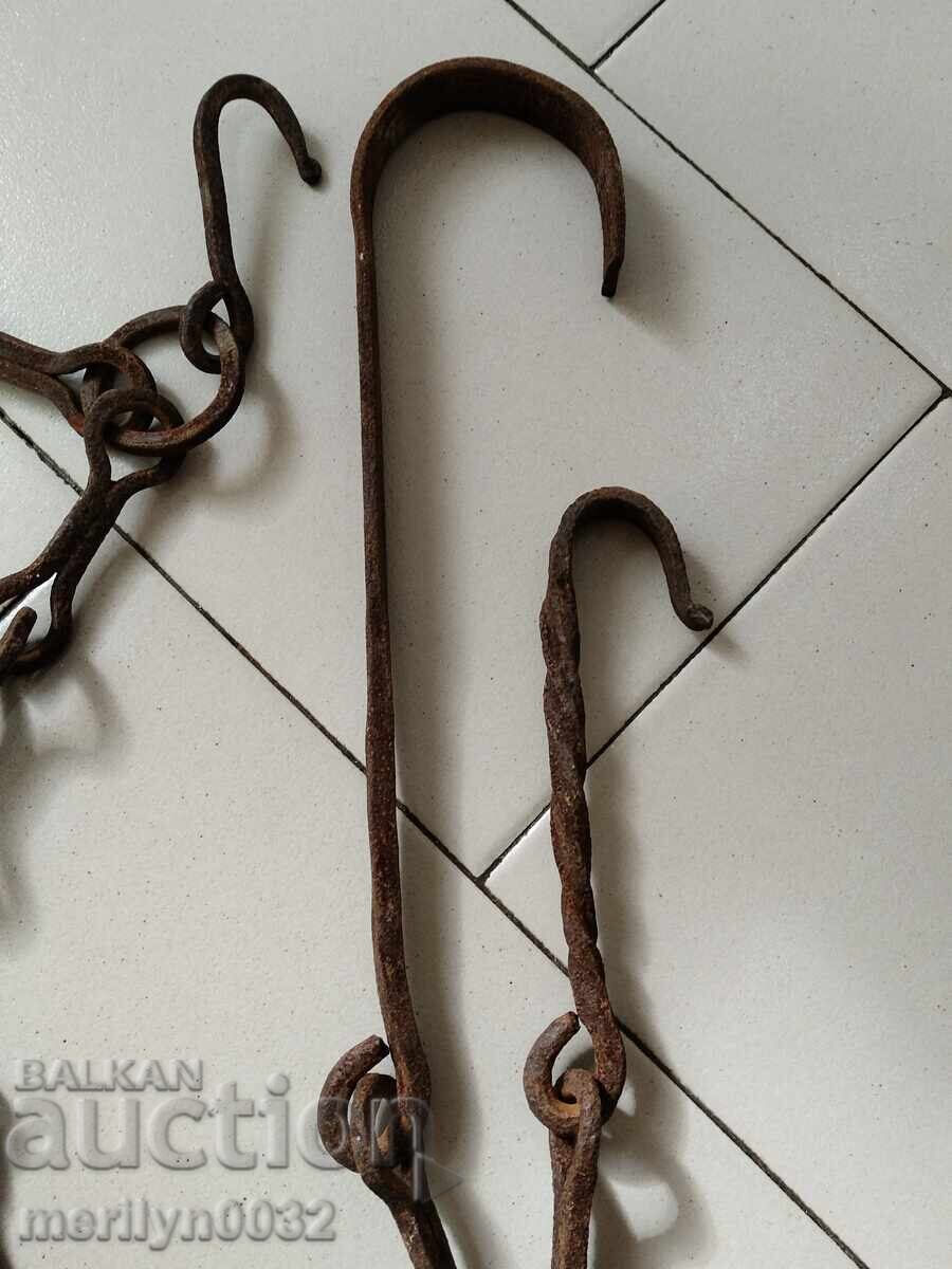 Delivery of Old wrought iron chain with hook, hearth chain hook chain