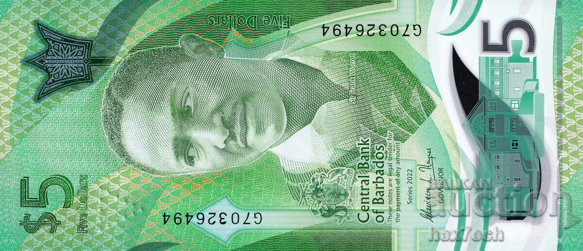 ❤️ ⭐ Μπαρμπάντος 2022 5 $ Πολυμερές UNC νέο ⭐ ❤️ με τιμή 22.99 BGN | € 11.75