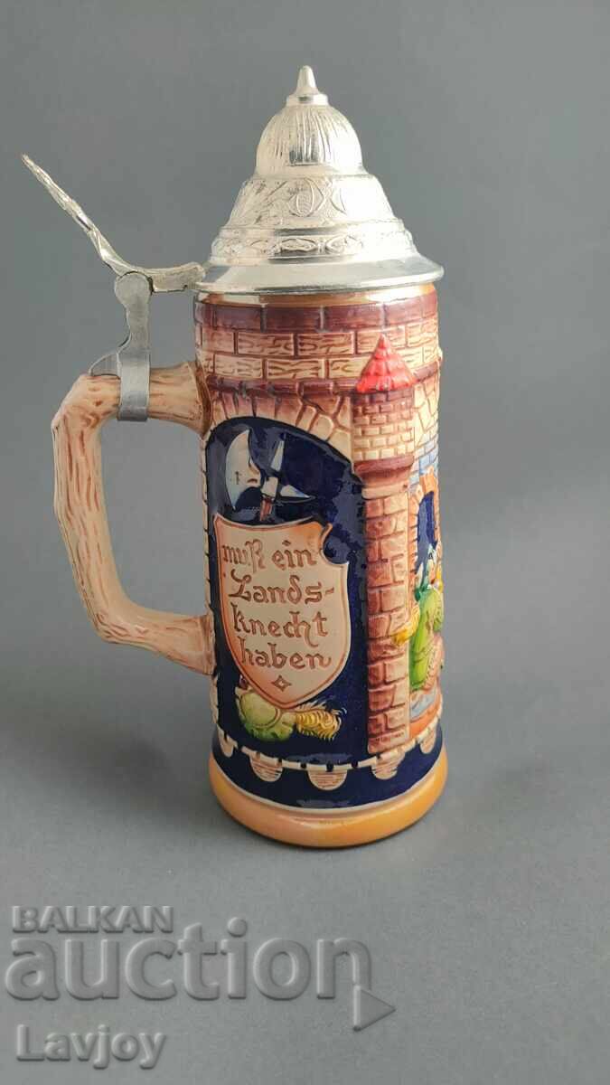 Γερμανική κεραμική κούπα μπύρας με καπάκι με τιμή 60.00 BGN | € 30.68