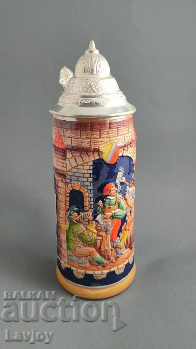 Γερμανική κεραμική κούπα μπύρας με καπάκι