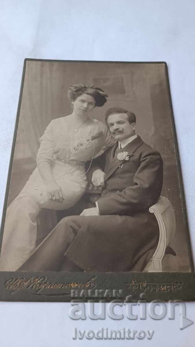 Picture A man with a mustache and a young woman Cardboard Picture A man with a mustache and a young woman Cardboard