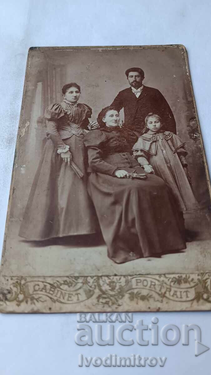 Photograph Man two women and girl 1898 Cardboard