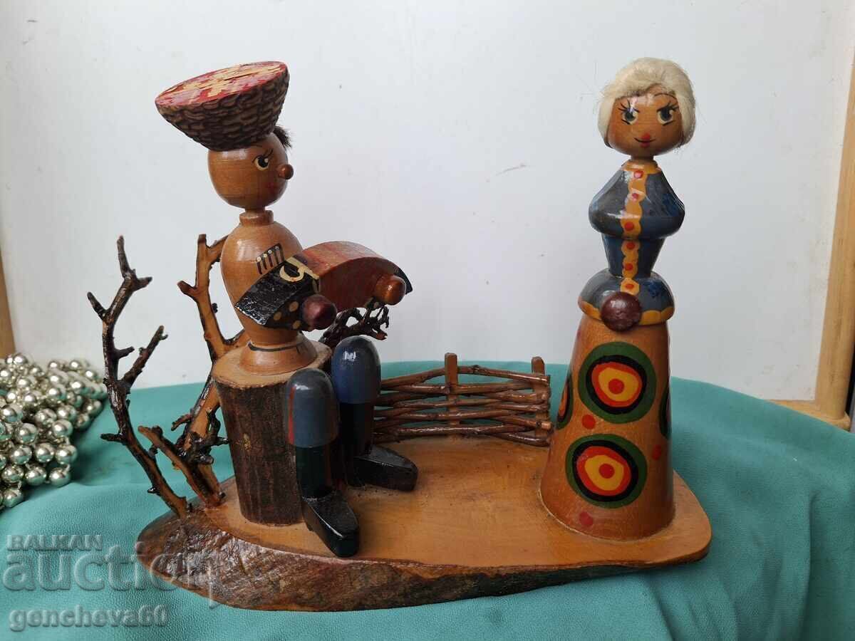 Russian Wooden Rare Souvenir "Musicians"