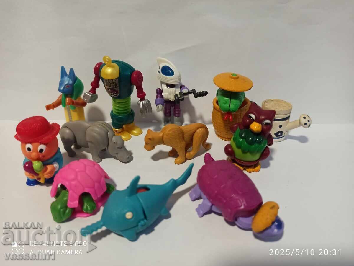 Old toys lot of 5 from Kinder Surprise chocolate eggs, 11 pieces
