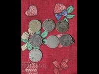 7 Monede de argint de 50 de bani, diferite ani, BZC. Scot la vânzare