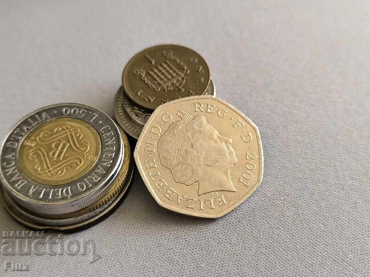 Монета - Великобритания - 50 пенса | 2001г. с цена 2.95 лв. | € 1.51 Монета - Великобритания - 50 пенса | 2001г. с цена 2.95 лв. | € 1.51