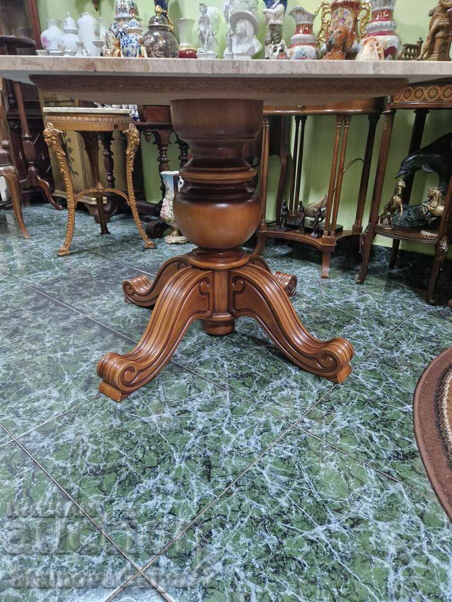 Delivery of Fantastic Antique Belgian Wooden Table with Marble Top