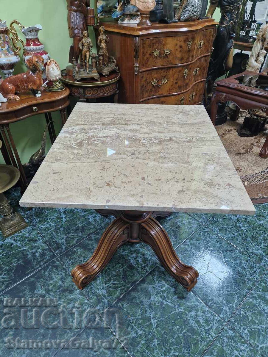 Fantastic Antique Belgian Wooden Table with Marble Top - 6