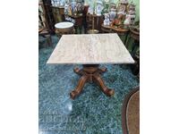 Masa belgiană antică superbă din lemn cu blat de marmură