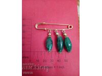 Broșă veche cu pietre, jad