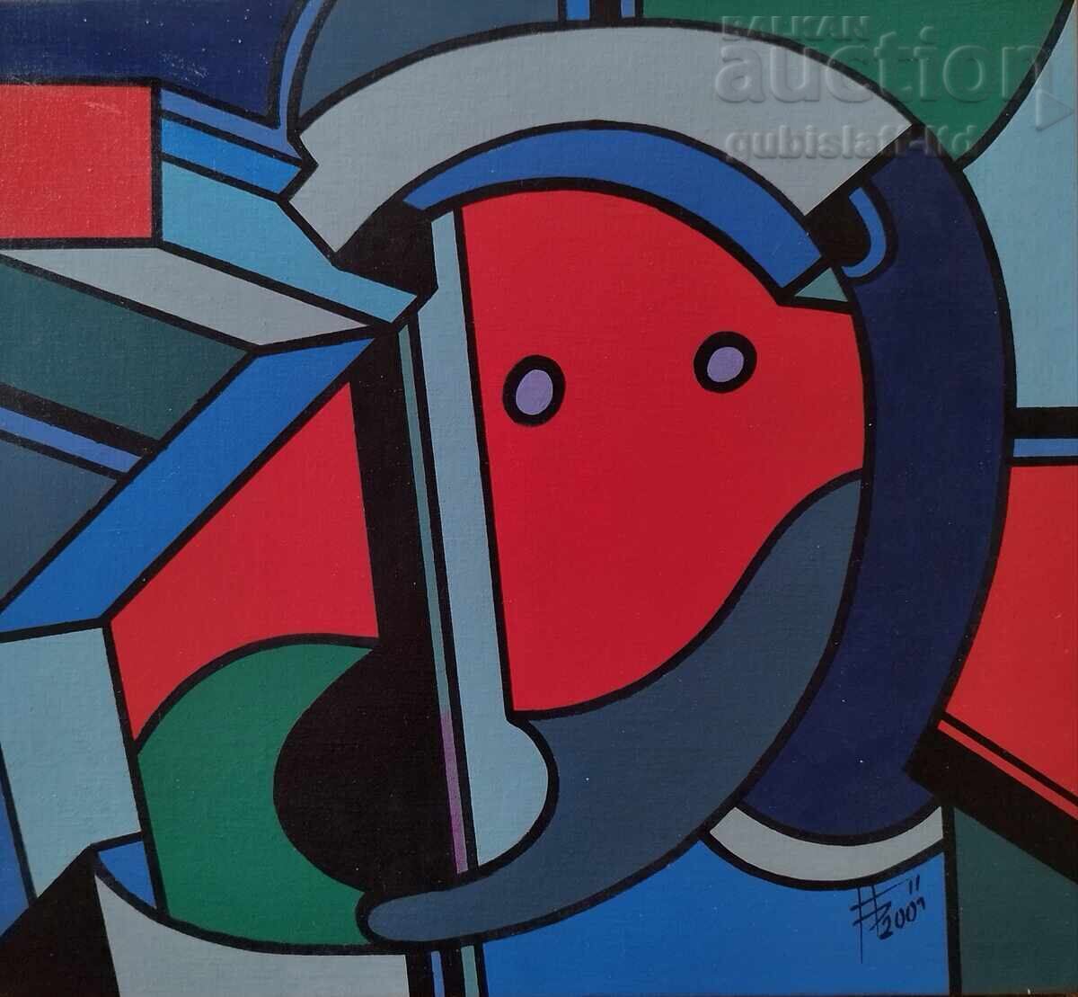 Πίνακας, αφαίρεση, κυβισμός, ζωγρ. Bogdan Benev, 2001 - 1