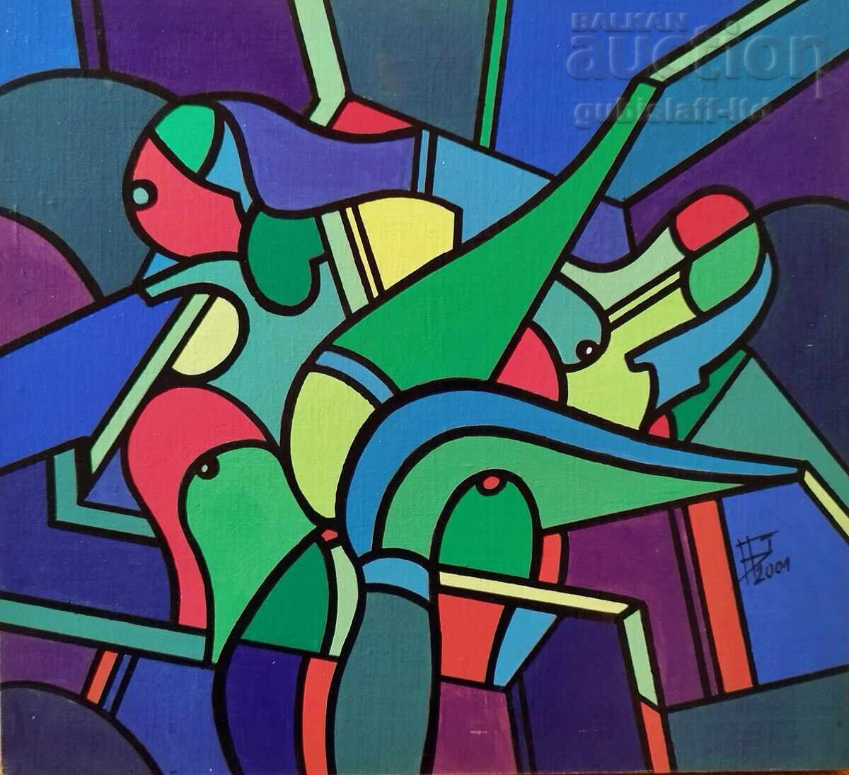 Painting, abstraction, cubism, artist Bogdan Benev, 2001 - 3