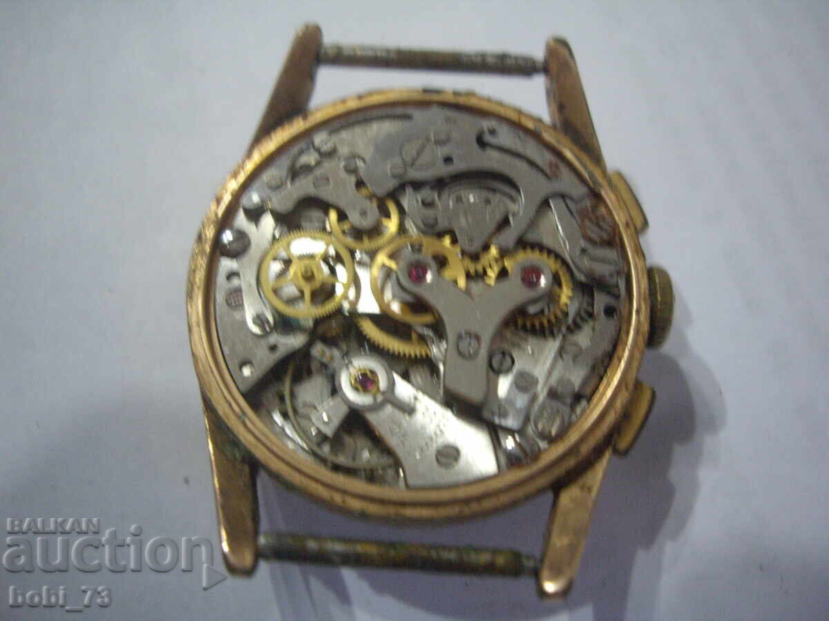 Παλιό επιχρυσωμένο ανδρικό ρολόι-χρονογράφος, με διαθέσιμες ενδείξεις - 5