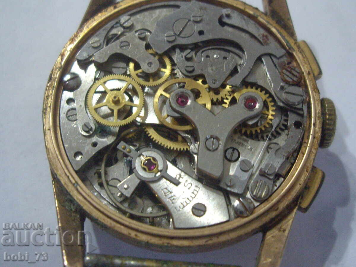 Παλιό επιχρυσωμένο ανδρικό ρολόι-χρονογράφος, με διαθέσιμες ενδείξεις - 6