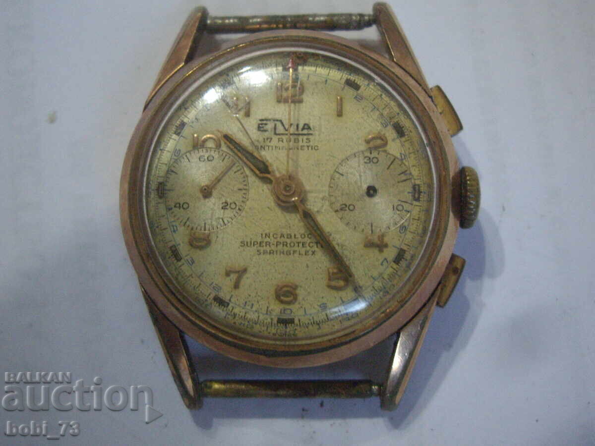 Παλιό επιχρυσωμένο ανδρικό ρολόι-χρονογράφος, με διαθέσιμες ενδείξεις