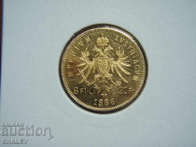 20 Franci / 8 Florini 1886 Austria (Avstriya) - AU/Unc (zlato)