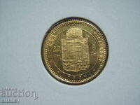 20 Franci / 8 Forinți 1884 Ungaria (Ungariya) - XF/AU (zlato)