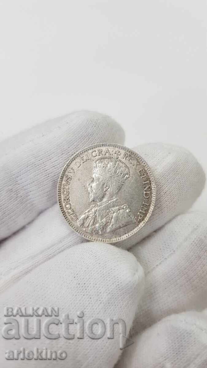 Rare Silver Coin 25 Cents British Canada 1919 - 5 Rare Silver Coin 25 Cents British Canada 1919 - 5