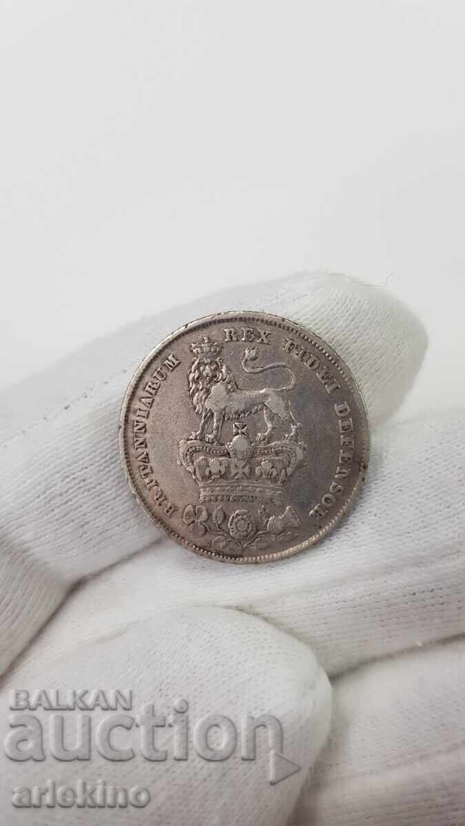 Monedă de argint 6 pence 1826 George al IV-lea Marea Britanie - 5