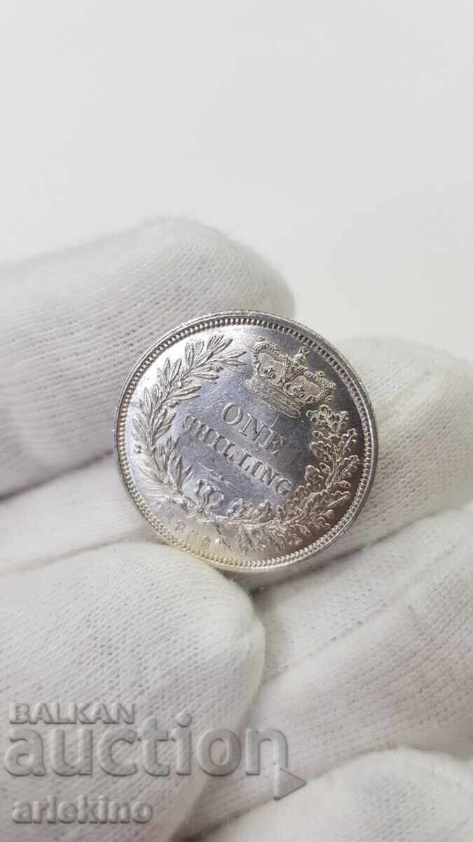 Rare Silver Coin 1 Shilling 1853 Great Britain