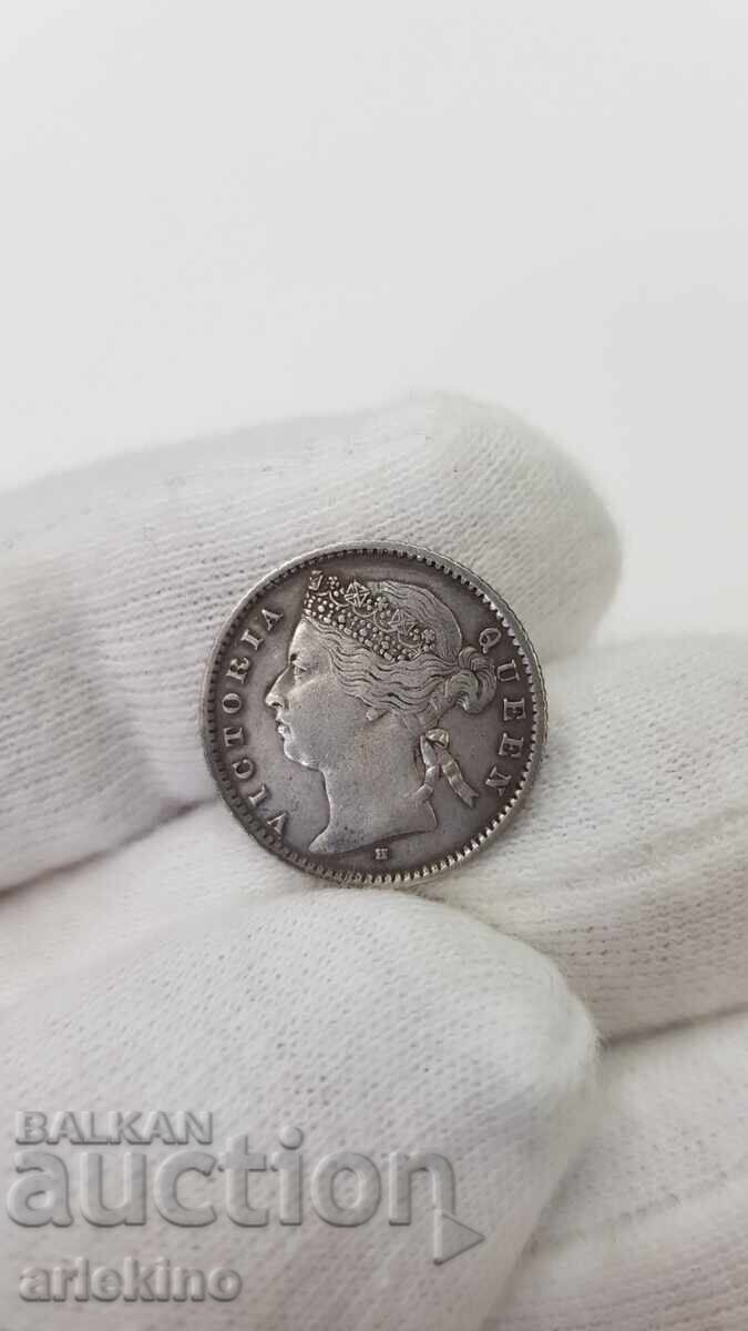 Σπάνιο νόμισμα 20 σεντ 1877 Μαυρίκιος Βικτώρια - 7
