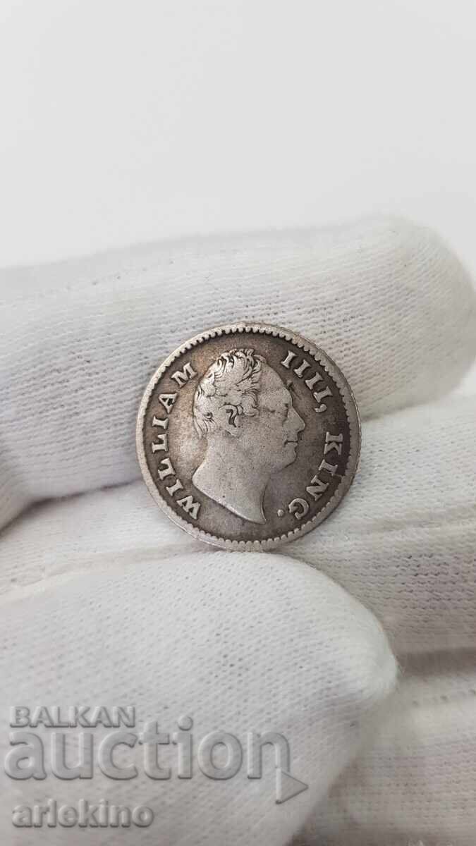 Rare Silver Coin 1/4 Rupee 1835 William IIII with price 65.00 BGN | € 33.23