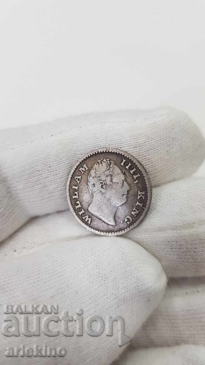 Rare Silver Coin 1/4 Rupee 1835 William IIII - 5