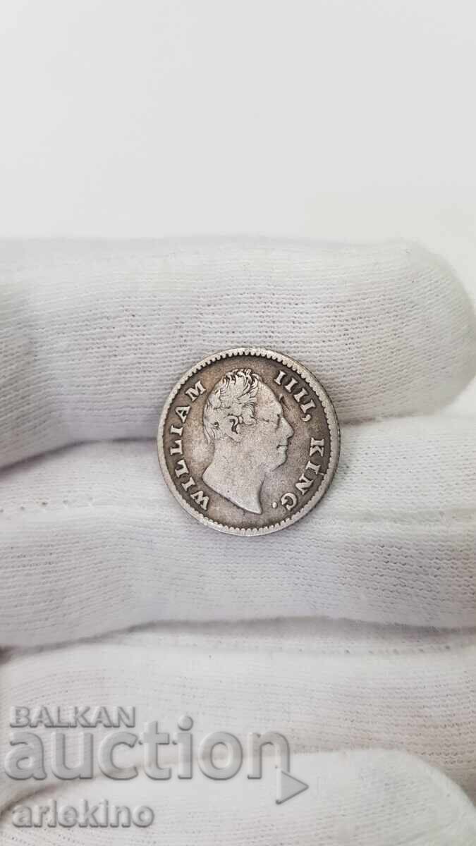 Rare Silver Coin 1/4 Rupee 1835 William IIII - 6