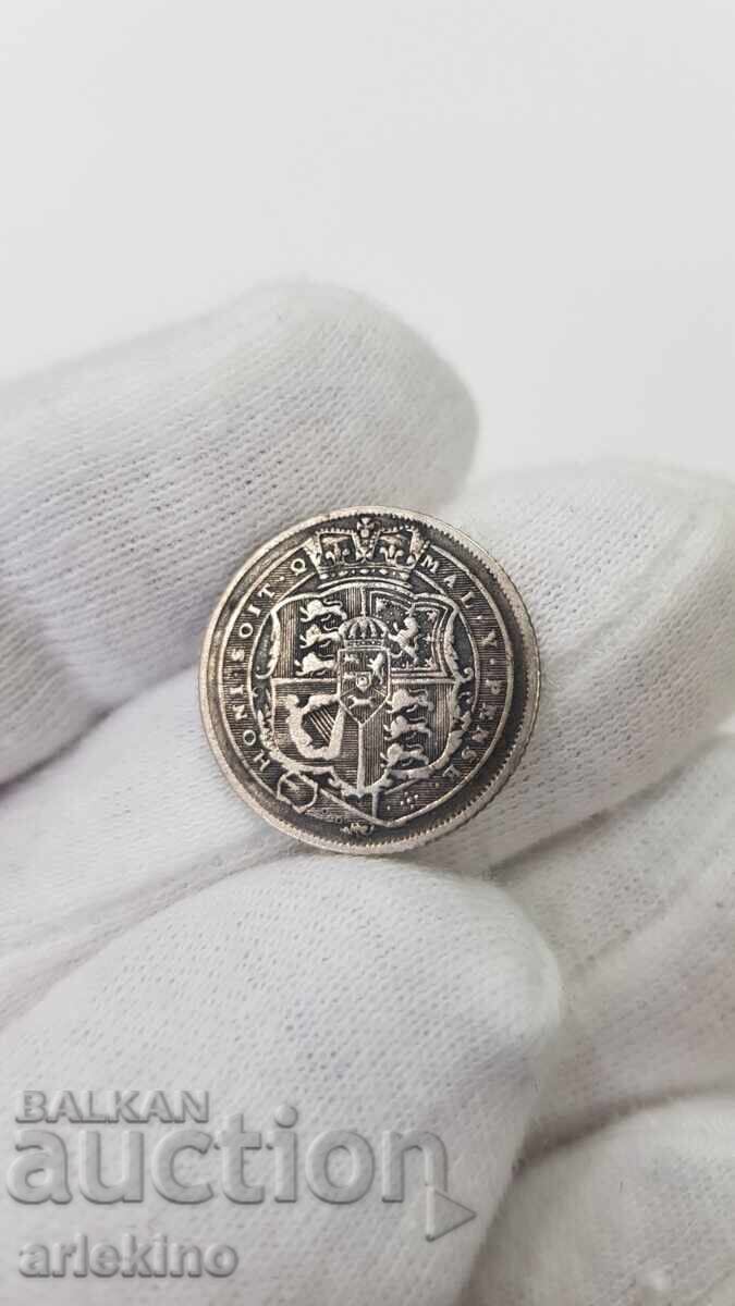 Srebŭrια σπάνιο νόμισμα 6 πένες 1818 Ηνωμένο Βασίλειο George III - 6