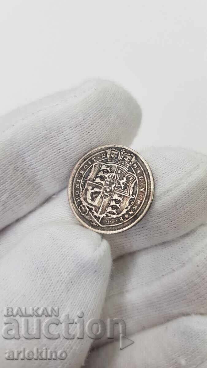 Srebŭrια σπάνιο νόμισμα 6 πένες 1818 Ηνωμένο Βασίλειο George III - 7