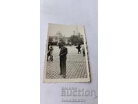 Photograph Sofia Man in front of the Central Bath 1942