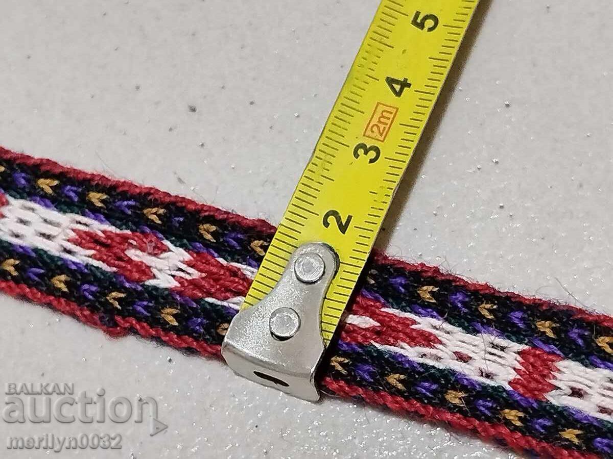 Centură veche țesută manual, 3,35 metri, brâu, curea, costum popular - 6
